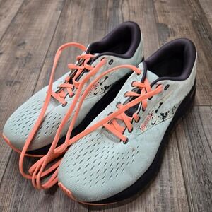 Brooks Ghost 16 Womens Running Shoes Mint Green Peach Gym Trainers Comfort US 9